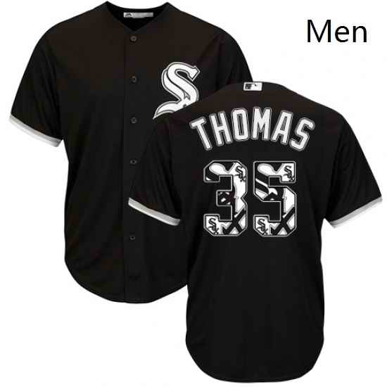 Mens Majestic Chicago White Sox 35 Frank Thomas Authentic Black Team Logo Fashion Cool Base MLB Jersey